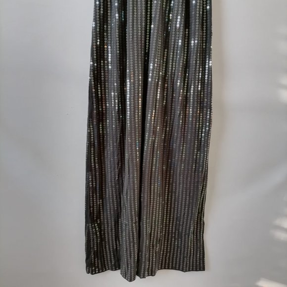 Garnet Hill Womens Black Sleeveless V Neck Shiny Sequined Maxi Dress Size S - Picture 3 of 10